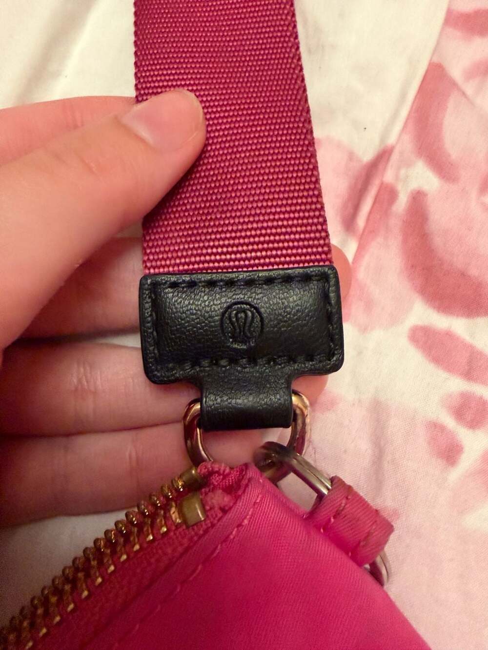 Lululemon Sonic Pink Nylon Pouch Wristlet with Webbed Strap